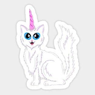 White Kitty-corn Sticker